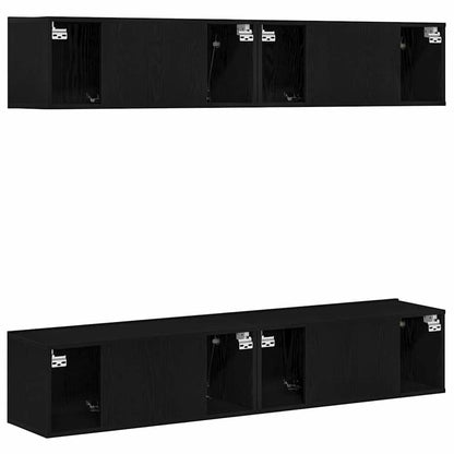 TV Cabinet Set 4 pcs Black Oak Engineered Wood