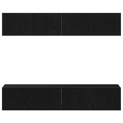 TV Cabinet Set 4 pcs Black Oak Engineered Wood