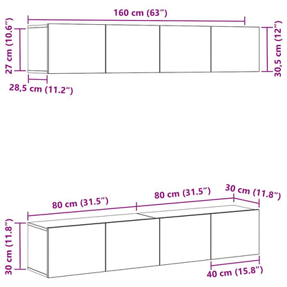 TV Cabinet Set 4 pcs Black Oak Engineered Wood