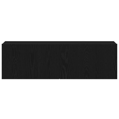 TV Cabinet Set Wall-mounted 4 pcs Black Oak 130.5 x 30 x 140 cm