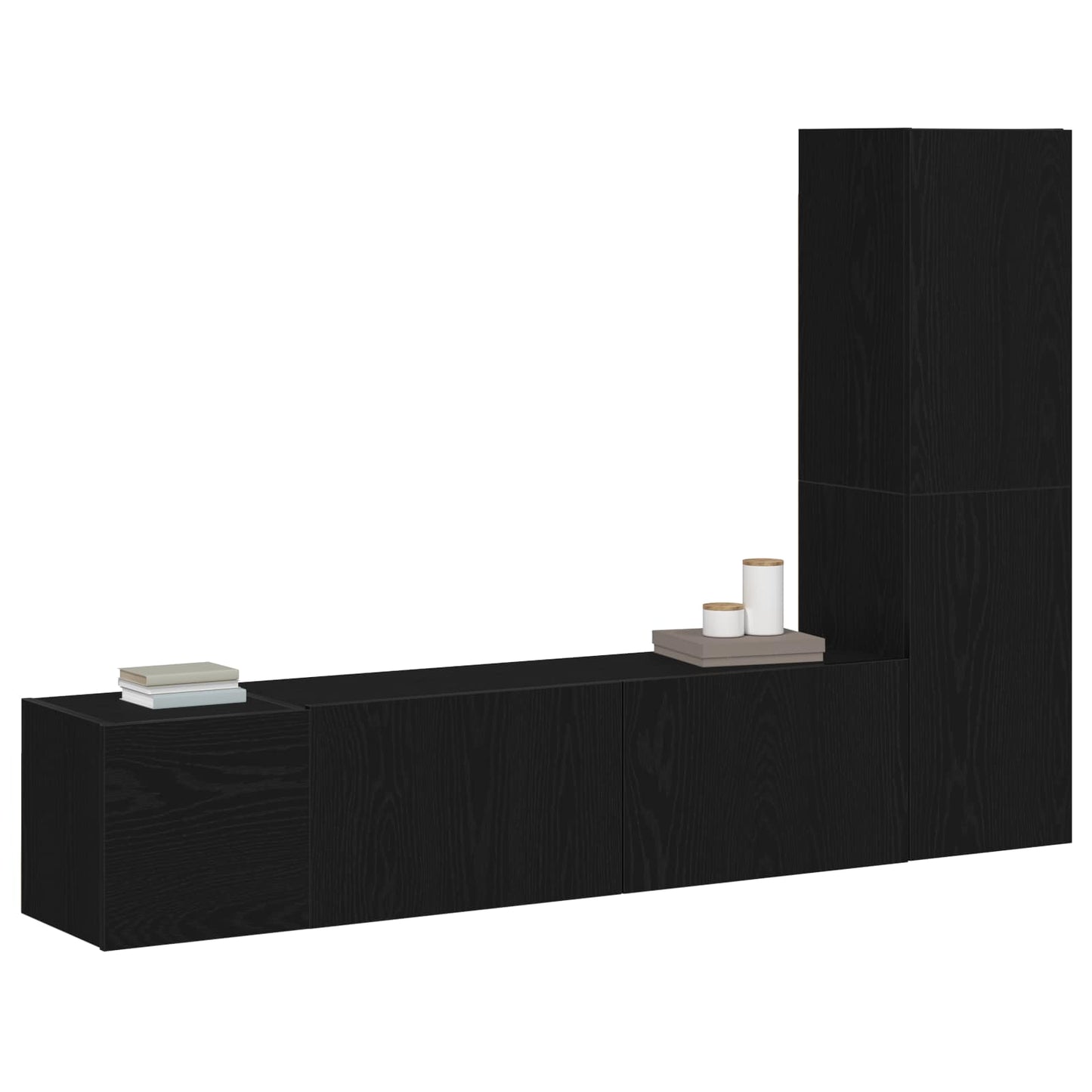TV Cabinet Set Wall-mounted 4 pcs Black Oak 130.5 x 30 x 140 cm