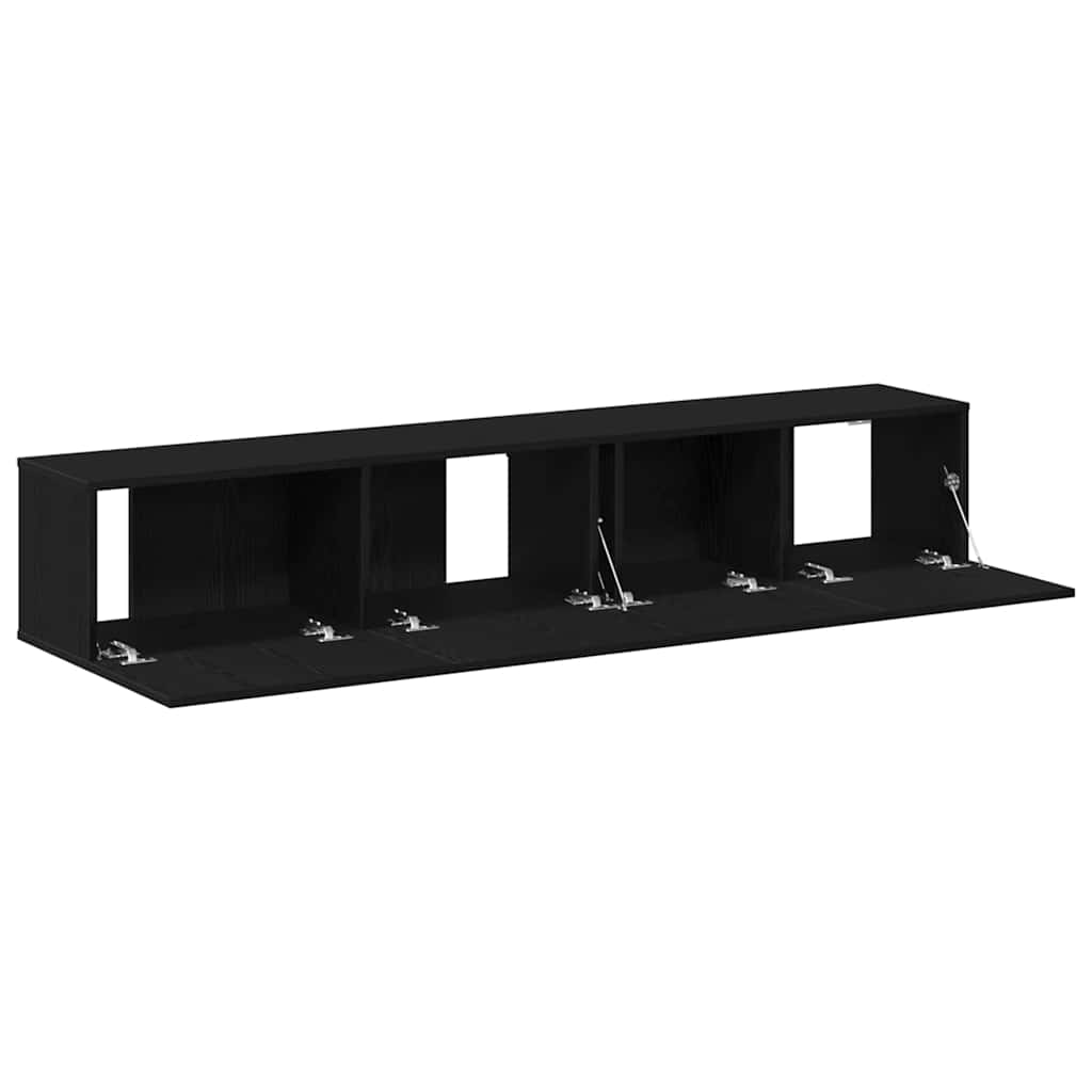 TV Cabinet Set Wall-mounted 2 pcs Black Oak Engineered Wood