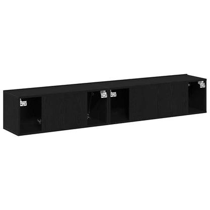 TV Cabinet Set Wall-mounted 2 pcs Black Oak Engineered Wood