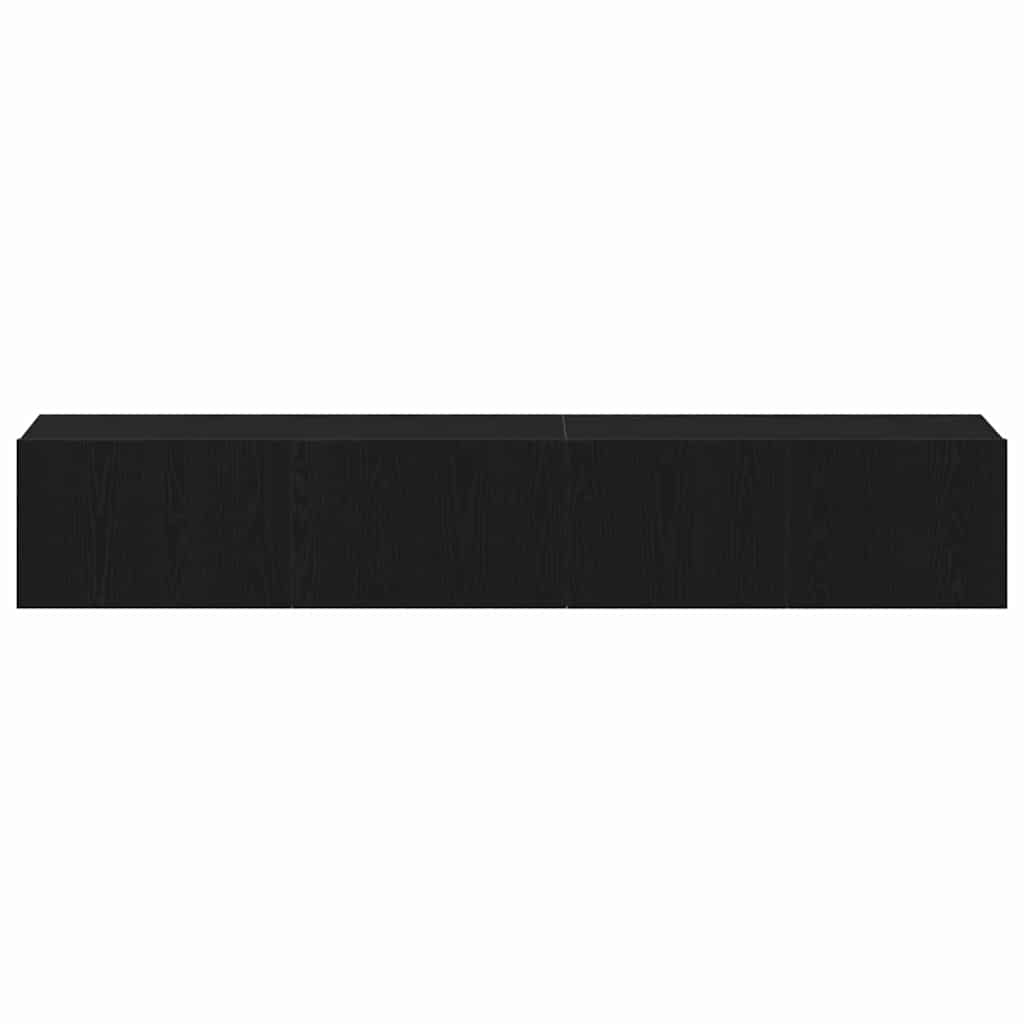 TV Cabinet Set Wall-mounted 2 pcs Black Oak Engineered Wood