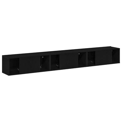 TV Cabinet Set 3 pcs Black Oak Engineered Wood