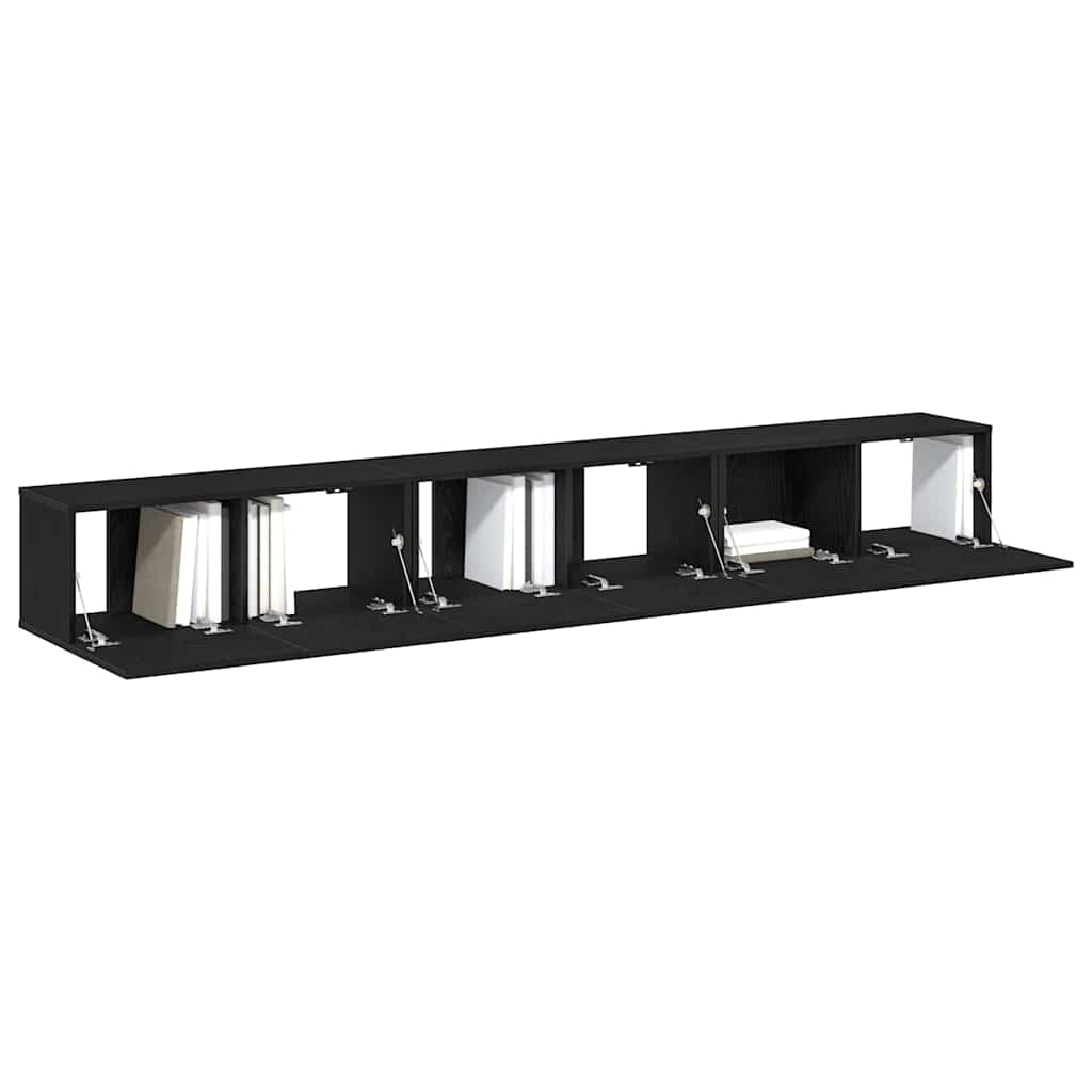 TV Cabinet Set 3 pcs Black Oak Engineered Wood