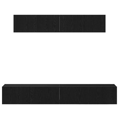 TV Cabinet Set Wall-mounted 4 pcs Black Oak Engineered Wood