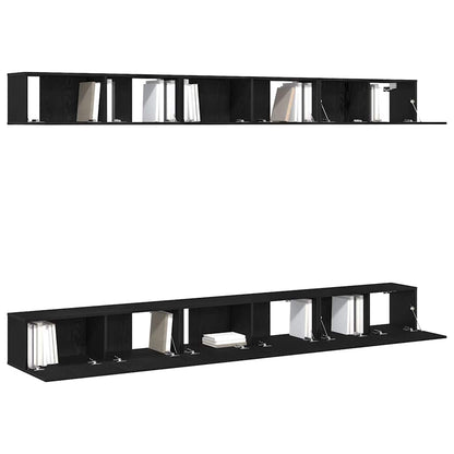 TV Cabinet Set Wall-mounted Black Oak Engineered Wood