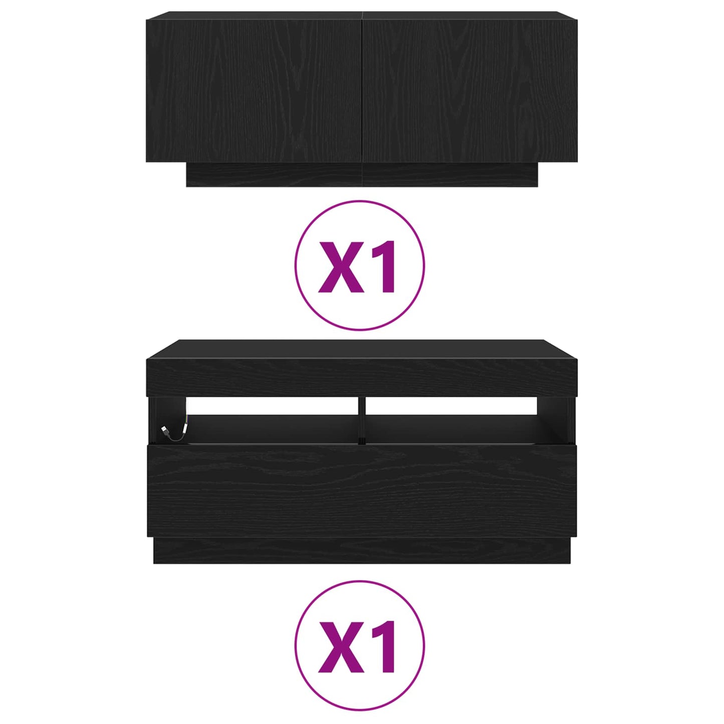 TV Cabinet Set 2 pcs Black 180 x 35 x 40 cm Engineered Wood