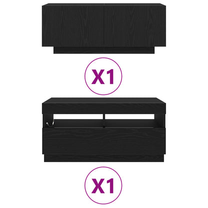 TV Cabinet Set 2 pcs Black 180 x 35 x 40 cm Engineered Wood