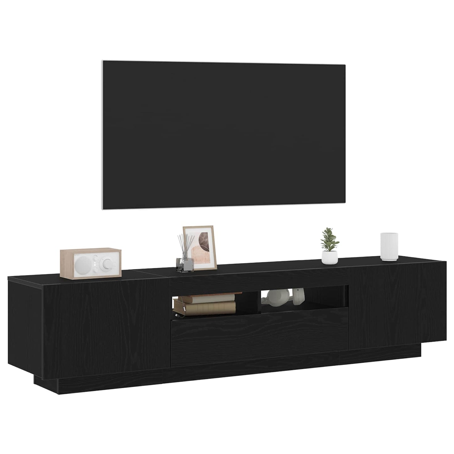 TV Cabinet Set 2 pcs Black 180 x 35 x 40 cm Engineered Wood