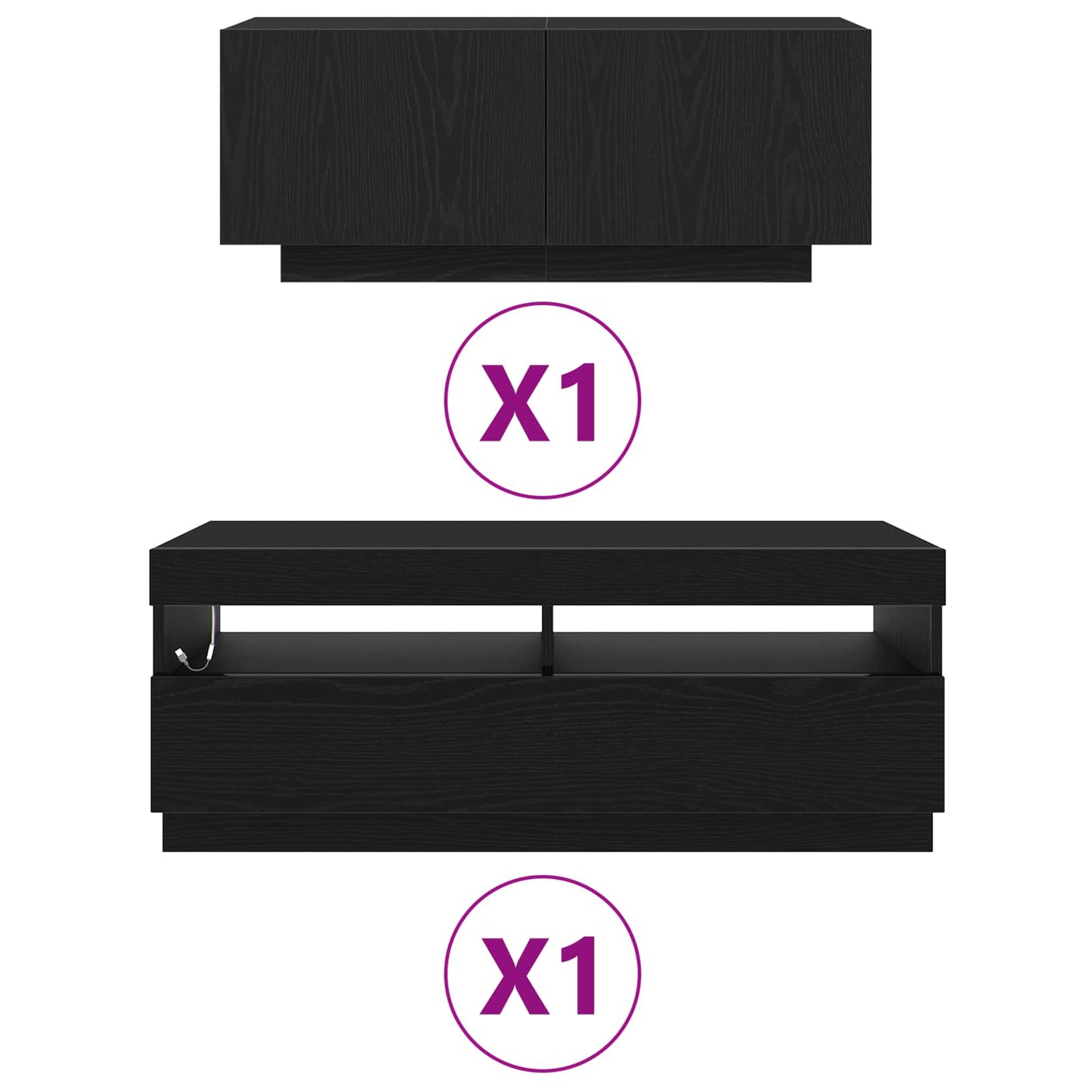 TV Cabinet Set 2 pcs Black 200 x 35 x 40 cm Engineered Wood