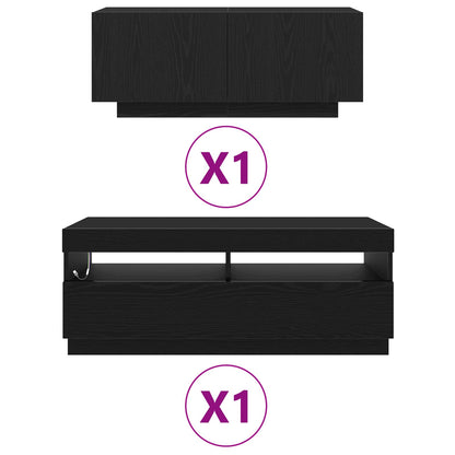 TV Cabinet Set 2 pcs Black 200 x 35 x 40 cm Engineered Wood