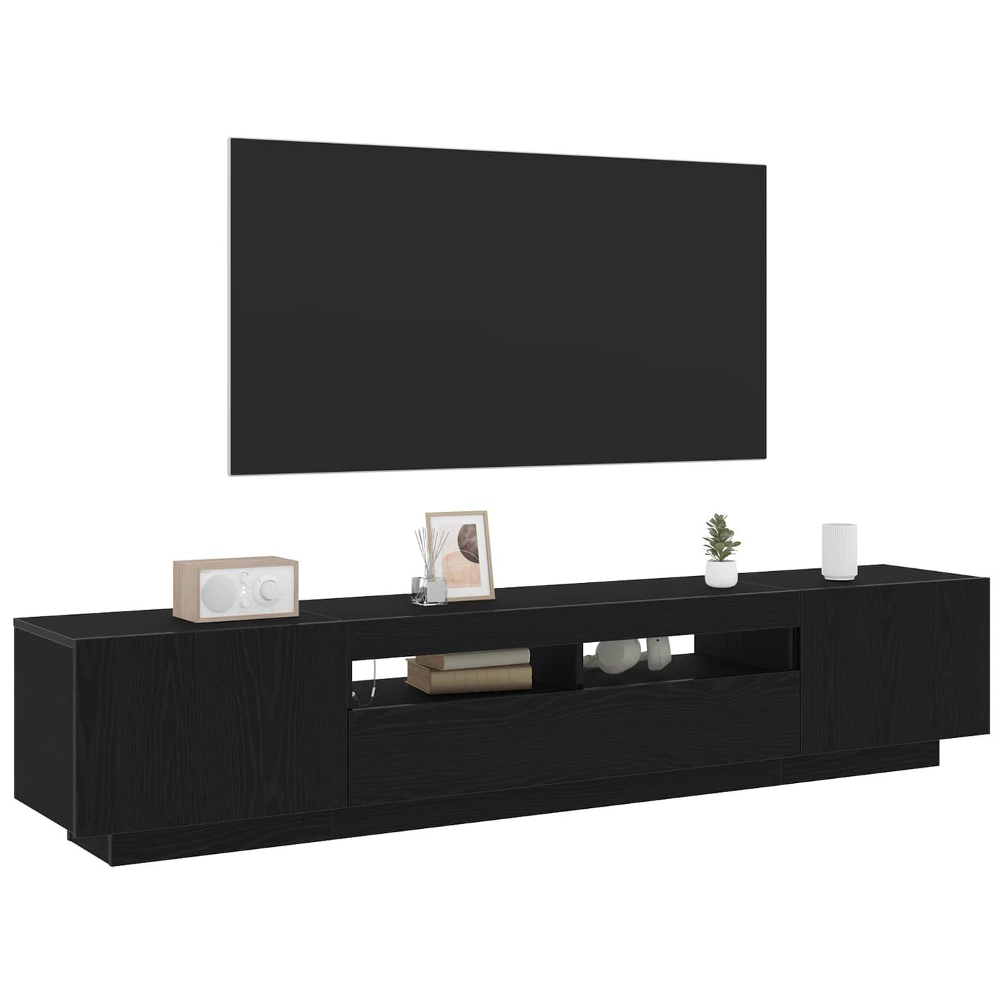 TV Cabinet Set 2 pcs Black 200 x 35 x 40 cm Engineered Wood