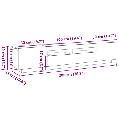 TV Cabinet Set 2 pcs Black 200 x 35 x 40 cm Engineered Wood