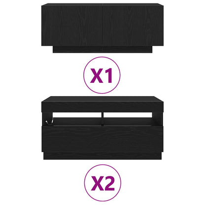 TV Cabinet Set 3 pcs Black 260 x 35 x 40 cm Engineered Wood