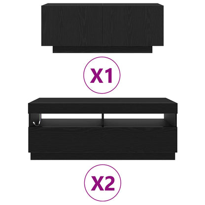 TV Cabinet Set 3 pcs Black 300 x 35 x 40 cm Engineered Wood