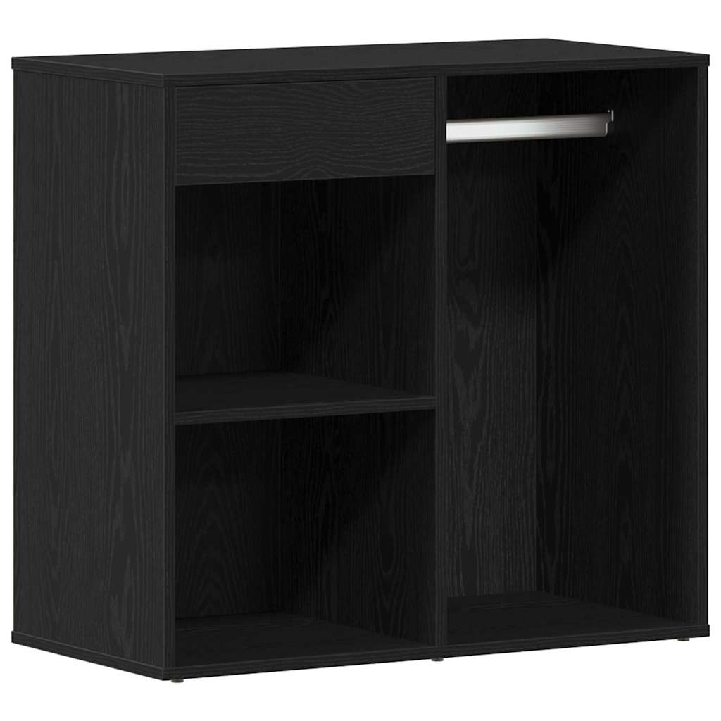 Dressing Table Set with LED 4 pcs Black Oak Engineered Wood