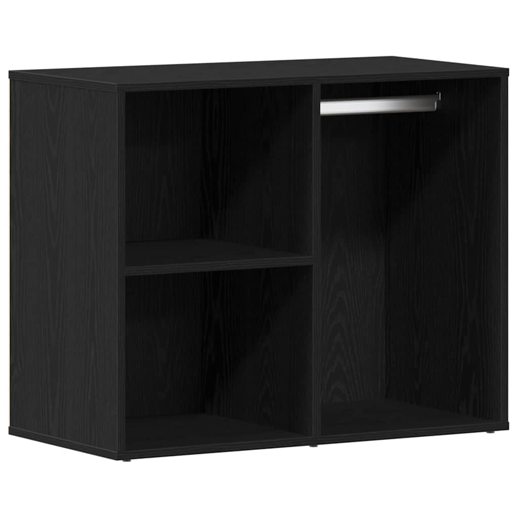 Dressing Table Set with LED 4 pcs Black Oak Engineered Wood
