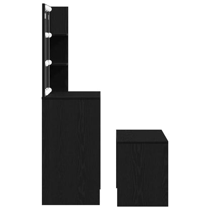 LED Dressing Table Set 2 pcs Black Oak Engineered Wood