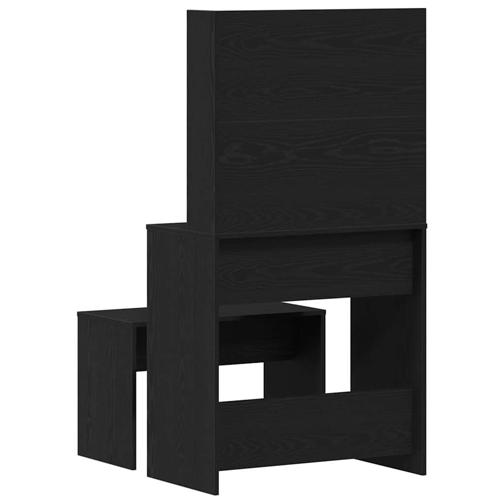 Dressing Table Set with Drawer 2 pcs Black Oak Engineered Wood