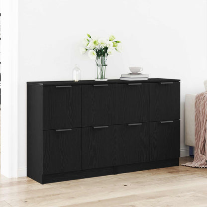 Sideboard 2 pcs Black Oak 60 x 30 x 70 cm Engineered Wood