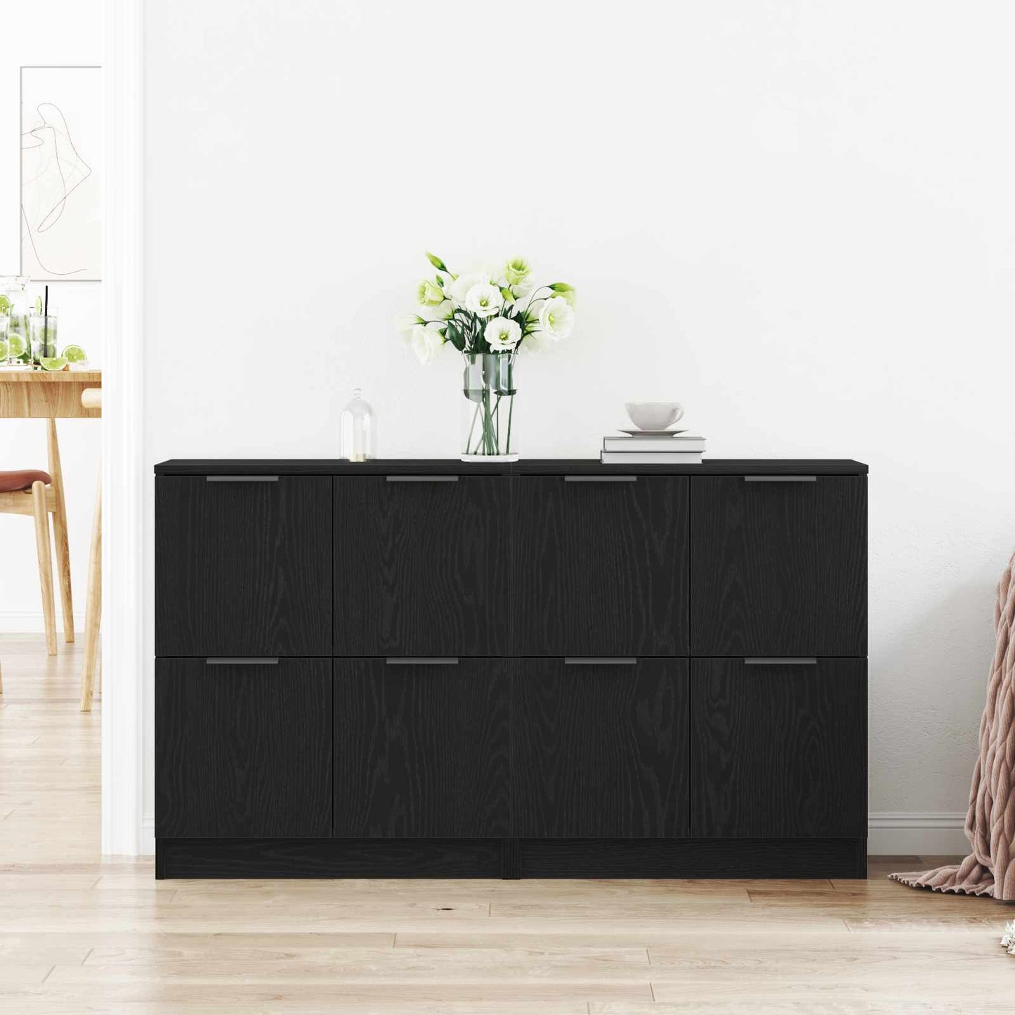 Sideboard 2 pcs Black Oak 60 x 30 x 70 cm Engineered Wood