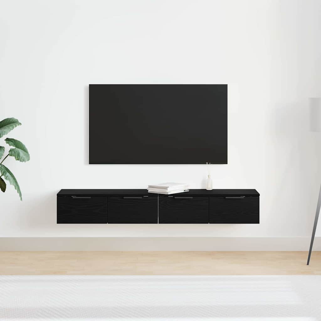 Wall-mounted Cabinet 2 pcs Black Oak 68 x 30 x 20 cm