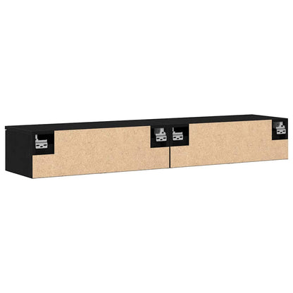 Wall-mounted Cabinet 2 pcs Black Oak 68 x 30 x 20 cm