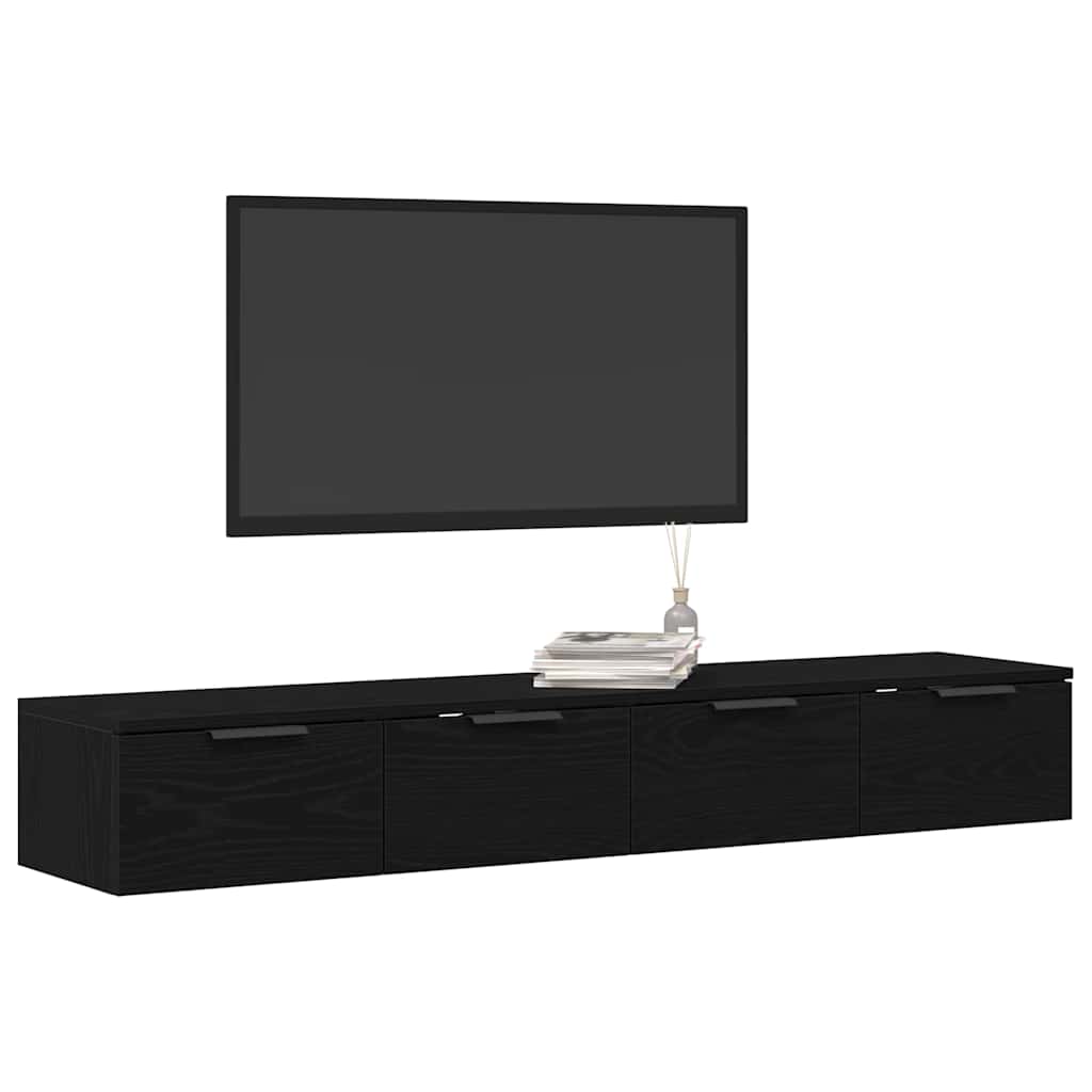 Wall-mounted Cabinet 2 pcs Black Oak 68 x 30 x 20 cm