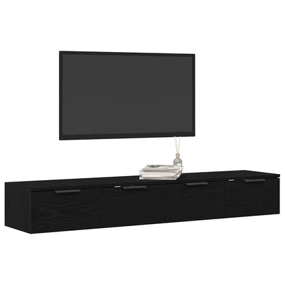 Wall-mounted Cabinet 2 pcs Black Oak 68 x 30 x 20 cm