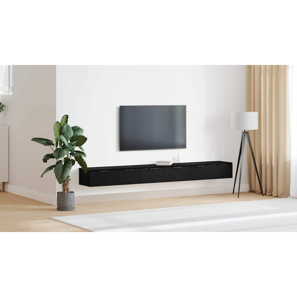 Wall-mounted Cabinet 2 pcs Black Oak 102 x 30 x 20 cm