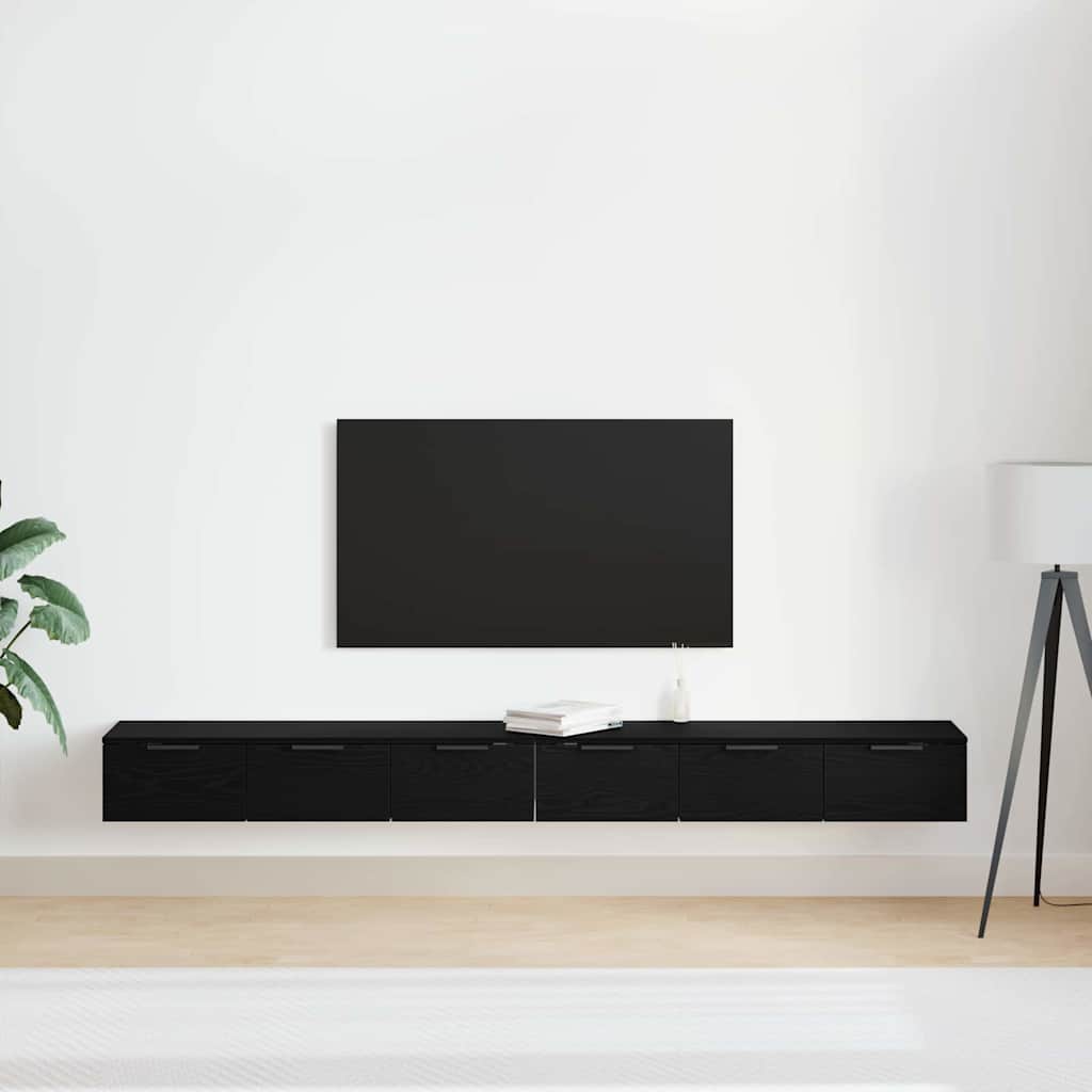 Wall-mounted Cabinet 2 pcs Black Oak 102 x 30 x 20 cm