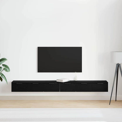 Wall-mounted Cabinet 2 pcs Black Oak 102 x 30 x 20 cm