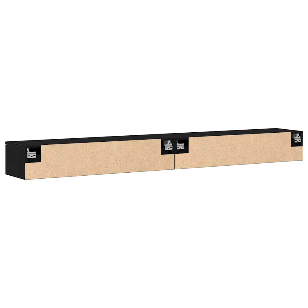Wall-mounted Cabinet 2 pcs Black Oak 102 x 30 x 20 cm