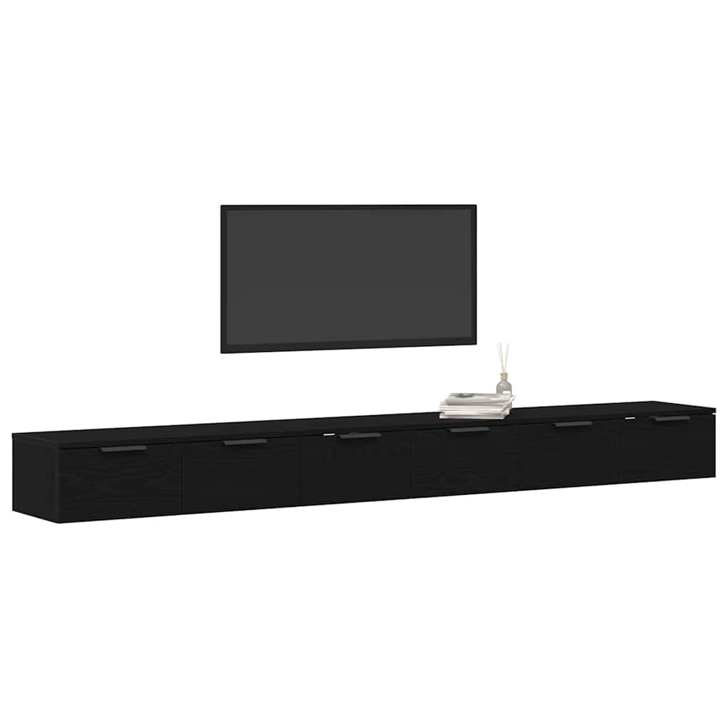 Wall-mounted Cabinet 2 pcs Black Oak 102 x 30 x 20 cm