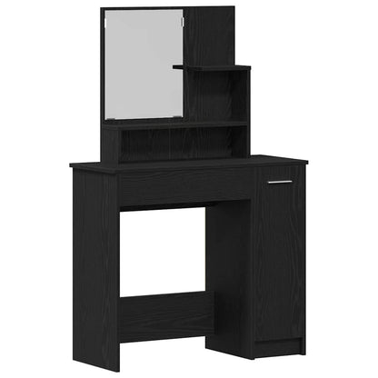 Dressing Table Set with Drawer 2 pcs Black Oak Engineered Wood