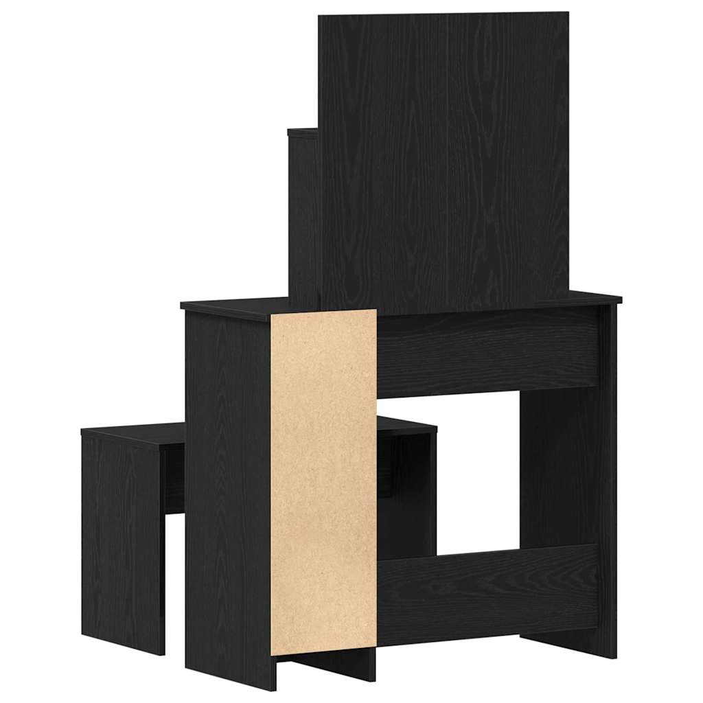 Dressing Table Set with Drawer 2 pcs Black Oak Engineered Wood