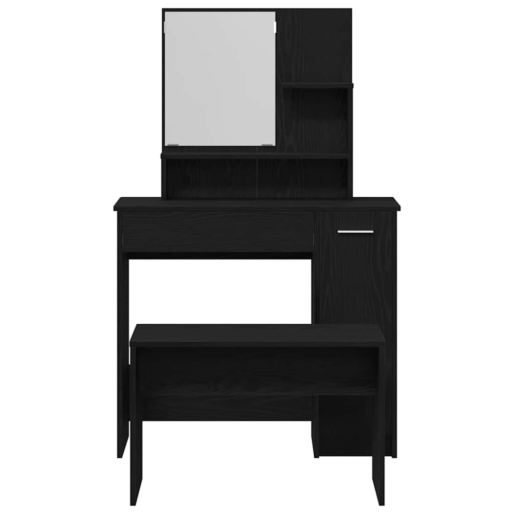 Dressing Table Set with Drawer 2 pcs Black Oak Engineered Wood