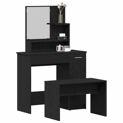Dressing Table Set with Drawer 2 pcs Black Oak Engineered Wood