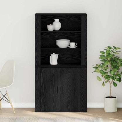 Highboard Black Oak 80 x 33 x 150 cm Engineered Wood