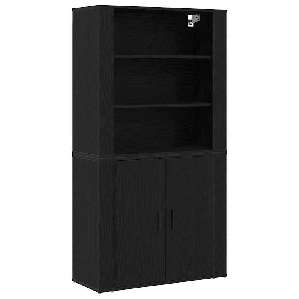 Highboard Black Oak 80 x 33 x 150 cm Engineered Wood