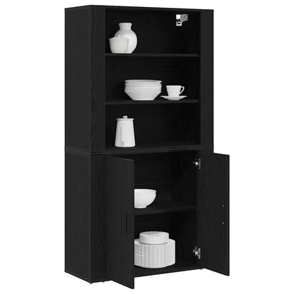 Highboard Black Oak 80 x 33 x 150 cm Engineered Wood