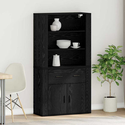 Highboard Black Oak 80 x 33 x 150 cm Engineered Wood