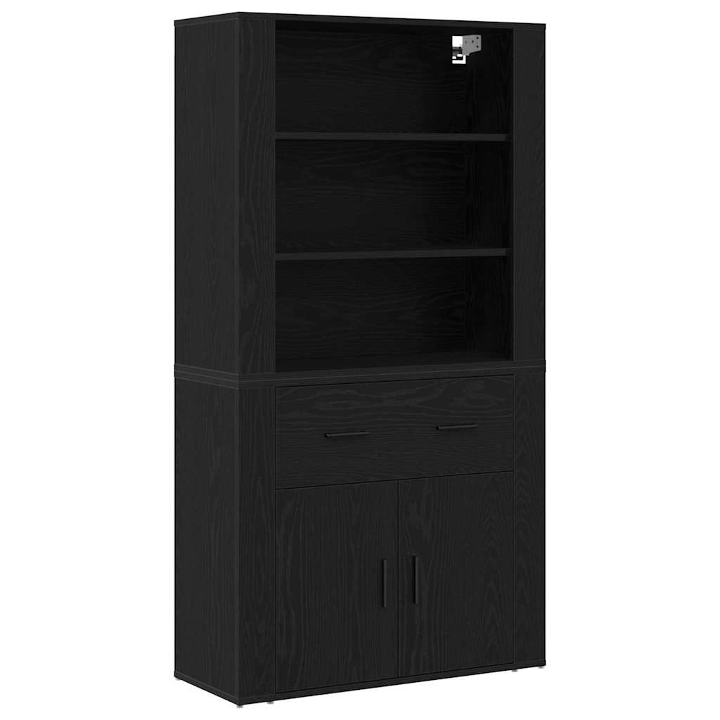 Highboard Black Oak 80 x 33 x 150 cm Engineered Wood