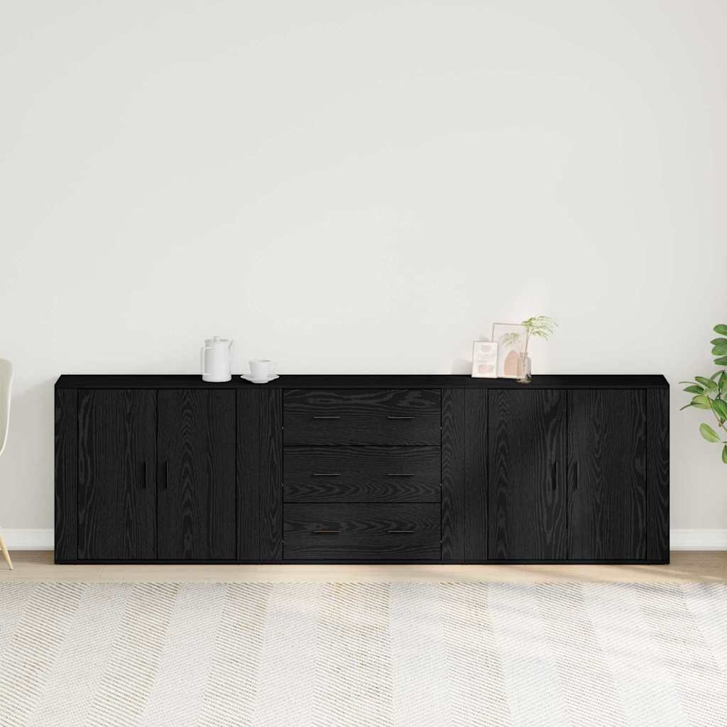 Sideboard Black Oak 240 x 33 x 70 cm Engineered Wood