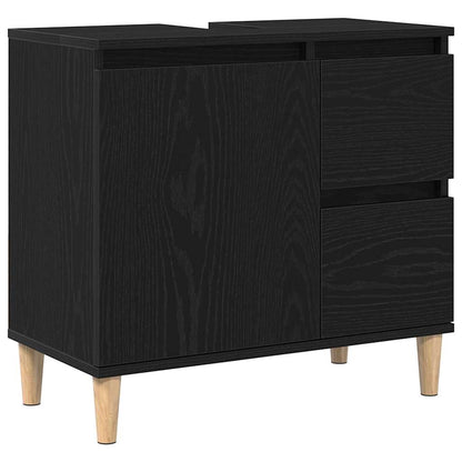 Bathroom Furniture Set Wall-mounted with Door 3 pcs Black Oak
