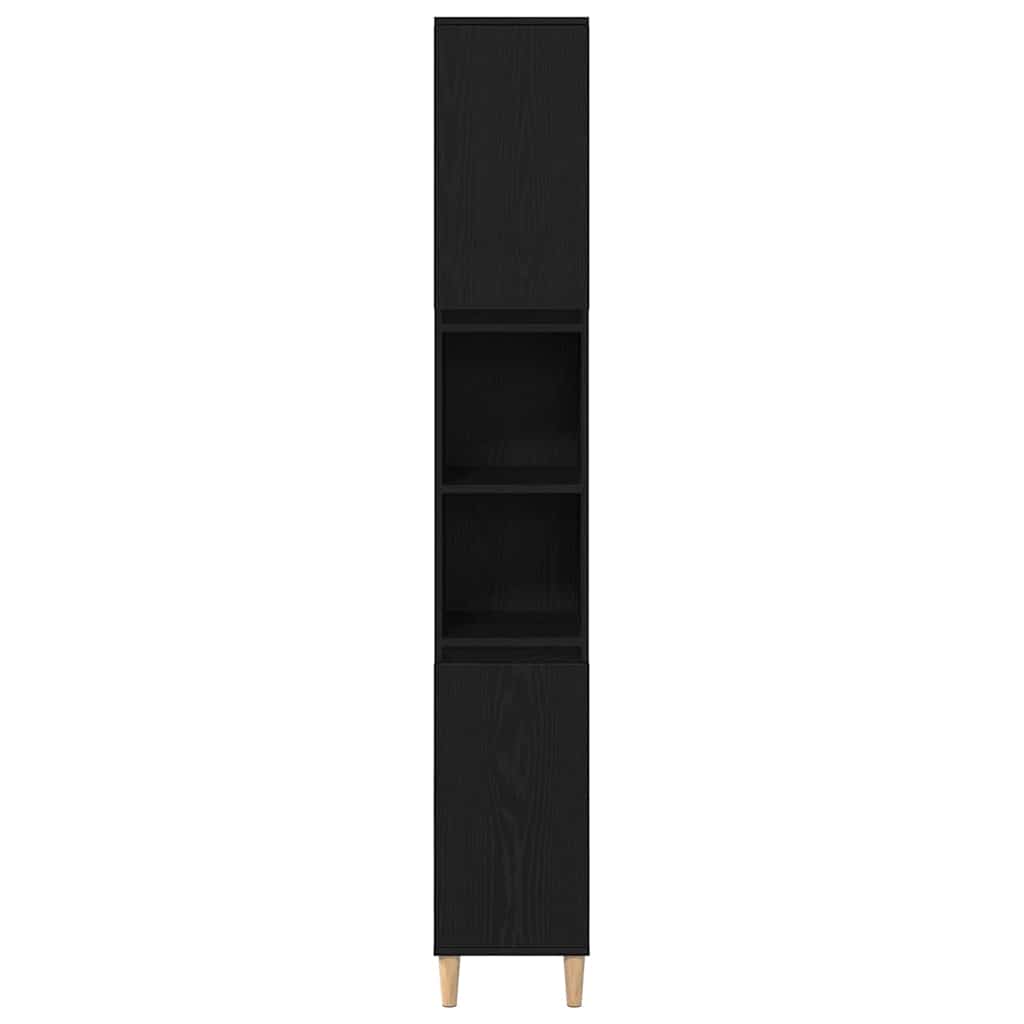 Bathroom Furniture Set Wall-mounted with Door 3 pcs Black Oak