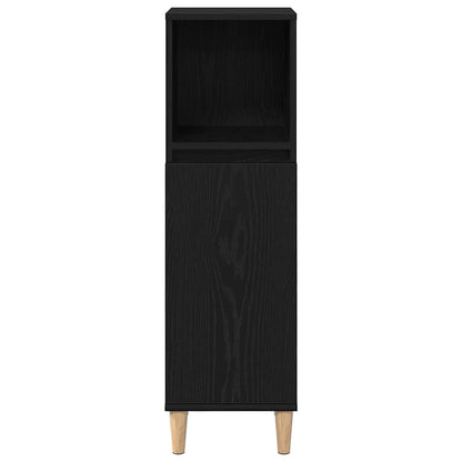 Bathroom Furniture Set Wall-mounted with Door 3 pcs Black Oak