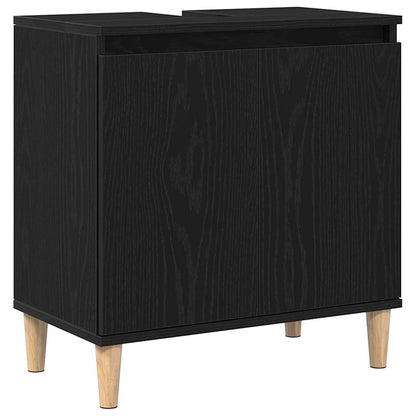 Bathroom Furniture Set Wall-mounted with Door 3 pcs Black Oak